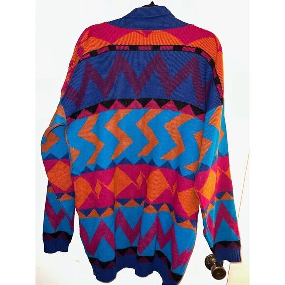 Oversized Aztec Inspired Cardigan-Vintage JJ BROWNE Made in USA-FAST SHIPPING - Picture 7 of 7